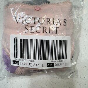 Victoria's Secret 5-Pack Cotton Lace-Trim Thong Panties - L